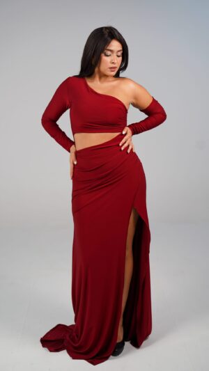 Serena Burgundy Dress